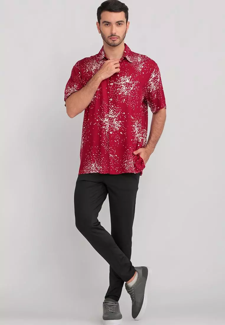 Nade Japan NTA72 Kemeja MKM Men Basic Splatter Maroon