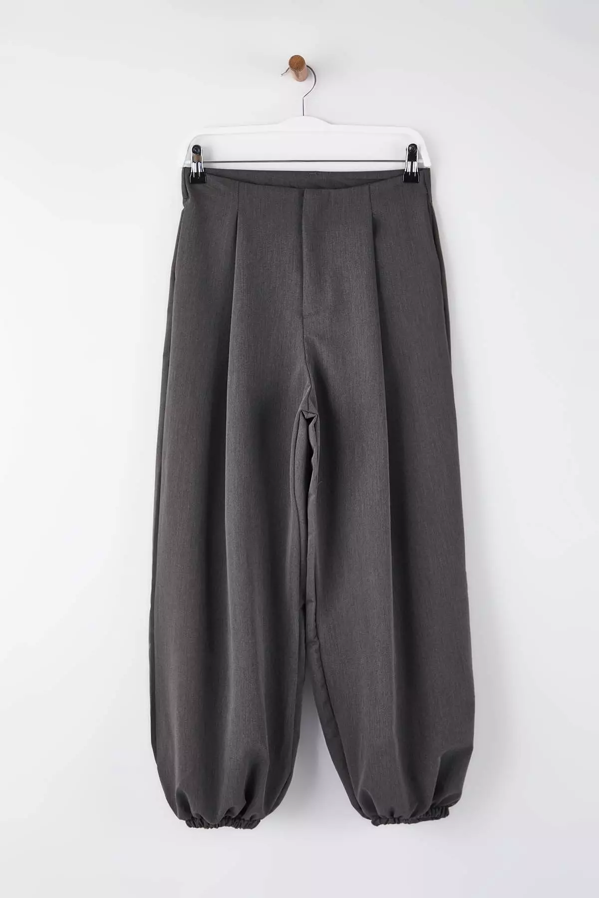 Gray High Waist Woven Baggy Trousers Twoaw26Pl169