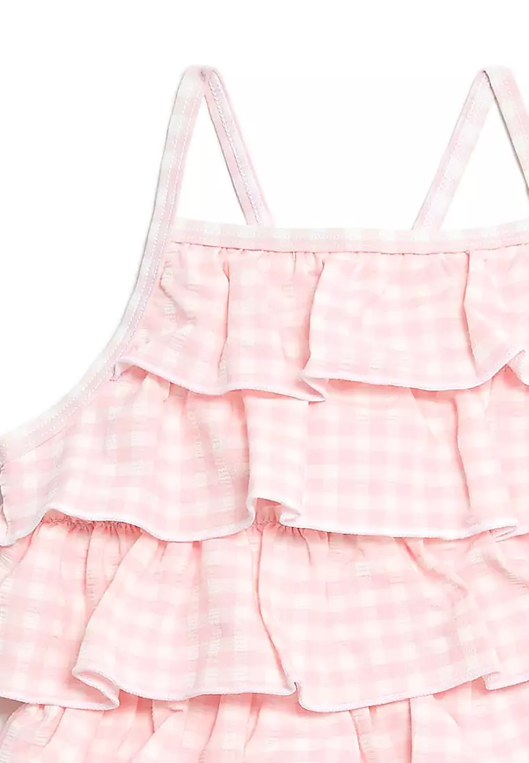 Seersucker Gingham Frill Swimsuit