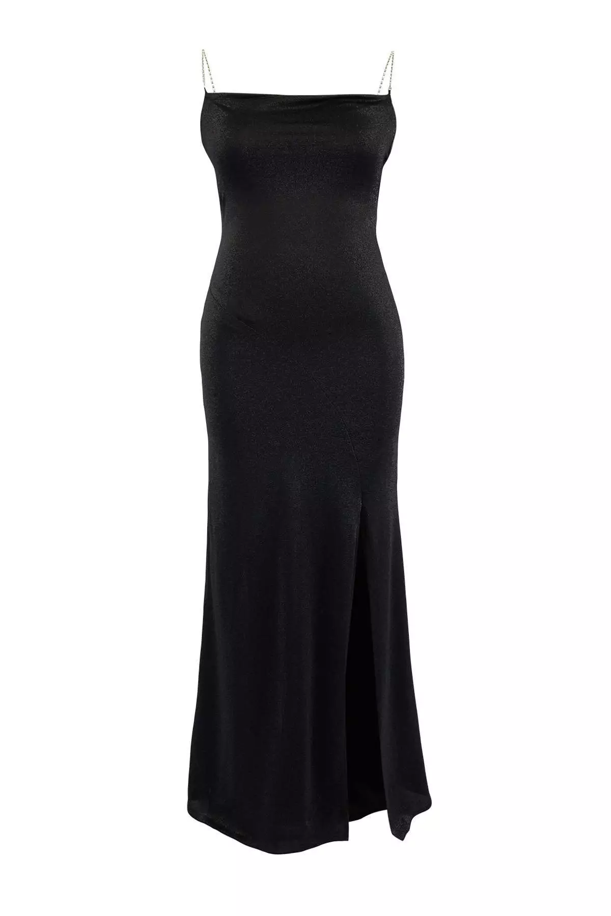 Black Lined Glitter Knitted Long Stylish Plus Size Evening Gown Night Graduation Dress Tbbss26Ah00155