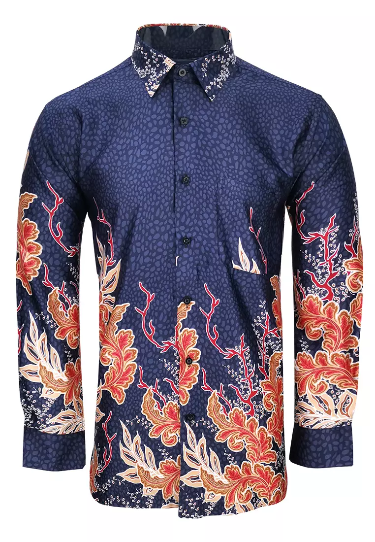 Buy Pacolino Pacolino - Long Sleeve Blue Color Printed Batik Shirt ...