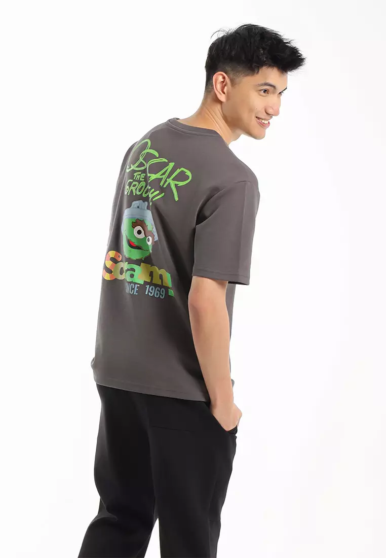 Forest X Sesame Street Oversized MensTee - FS21000-04Grey
