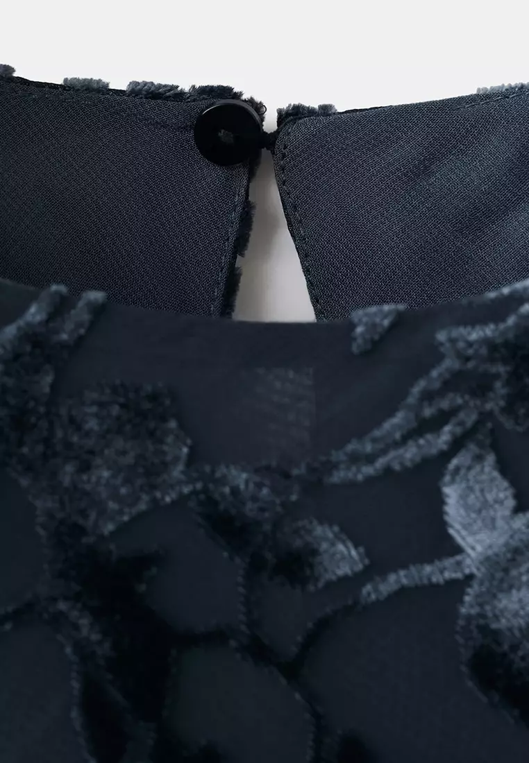 Devoré Dress With Bell Sleeves