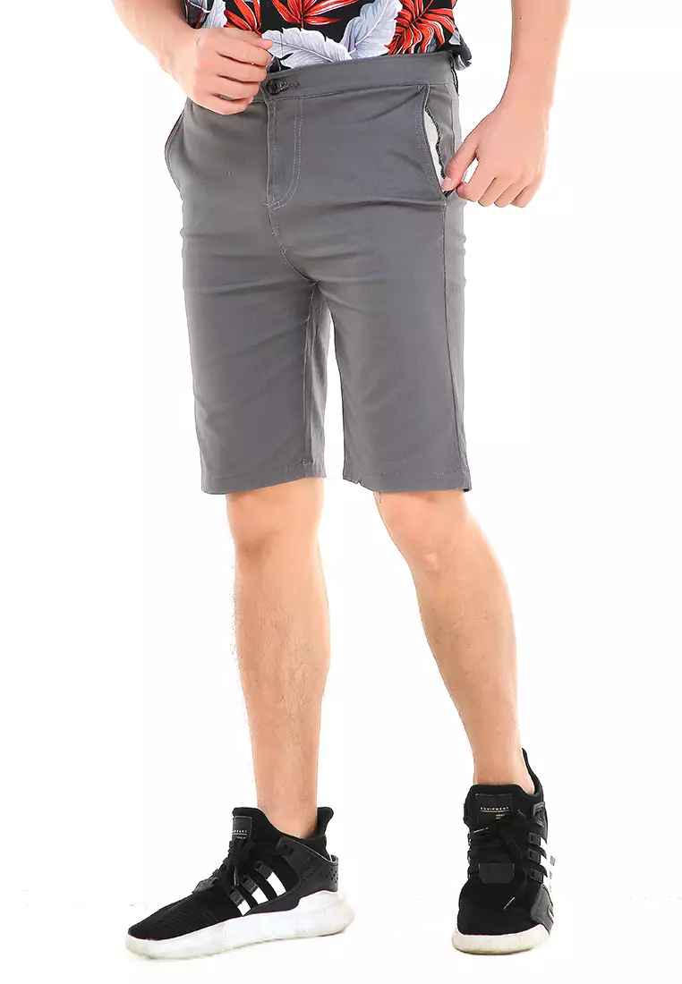 Rishham Celana Pendek Chino Pria Premium Stylish Casual Short Pants Material Cotton ORIGINAL - Gray