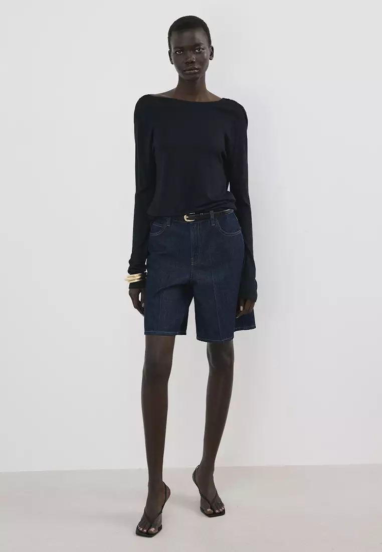 High-Waist Straight-Fit Denim Shorts