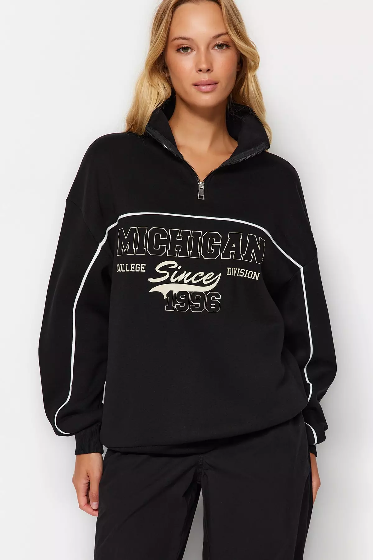 Zipper Printed Sweatshirt