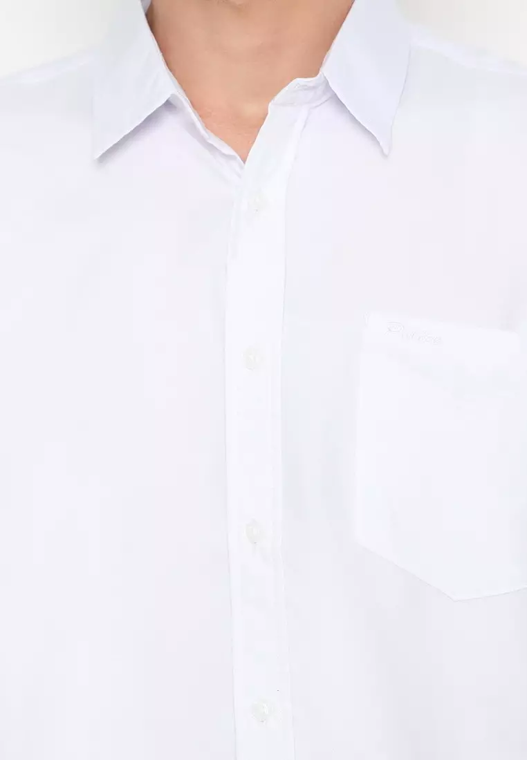 POLICE Kemeja Polos Basic Cotton Soft White Regular Fit Pria