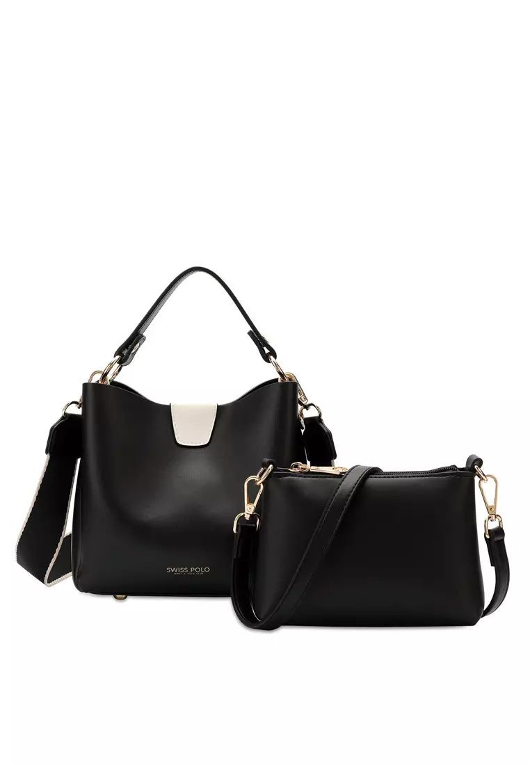 2-In-1 Top Handle Bag Sling Bag & Sling Bag - Black