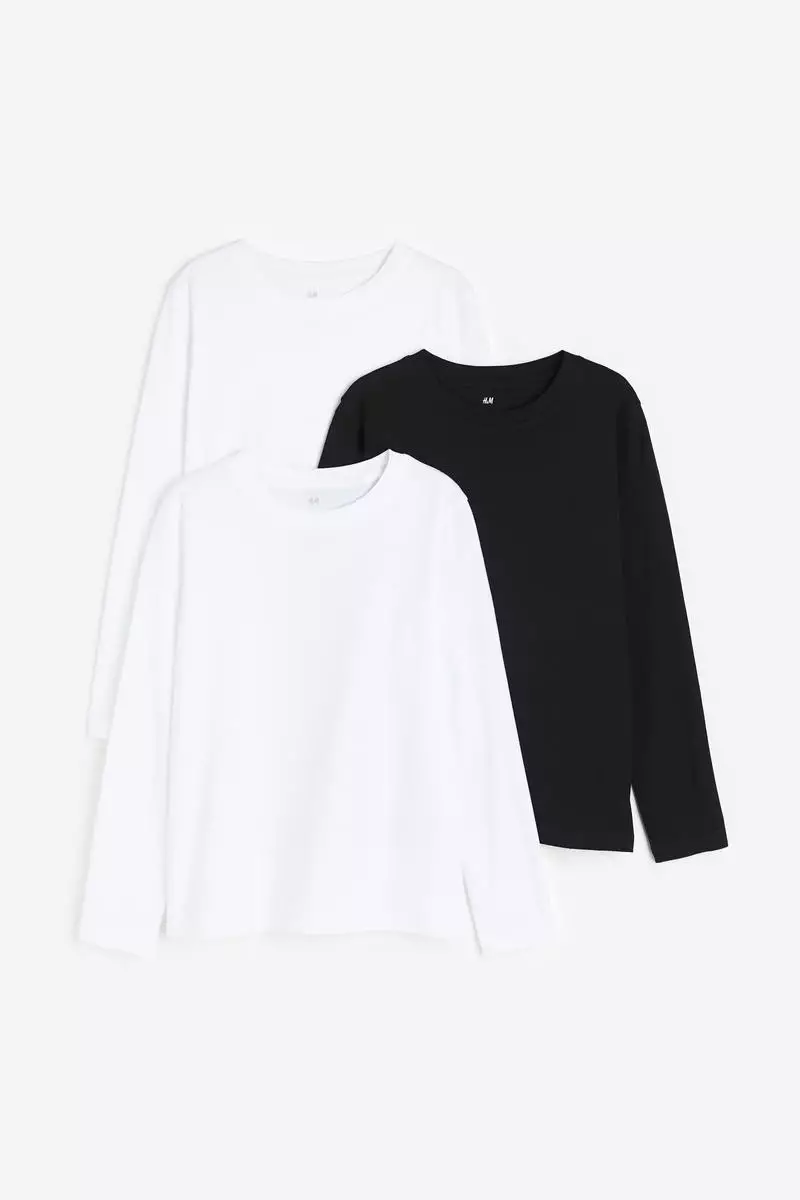 Buy H&M 3-pack long-sleeved T-shirts Online ZALORA Malaysia - Main Image