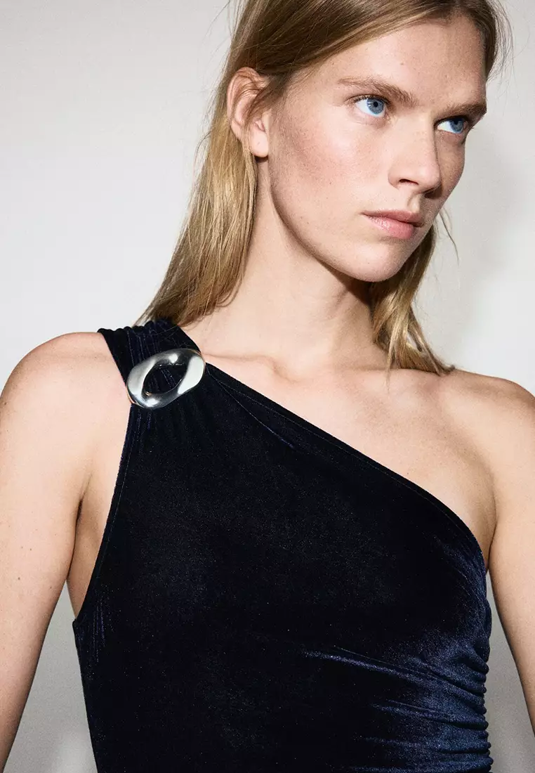 Velvet Jumpsuit With Metallic Detail