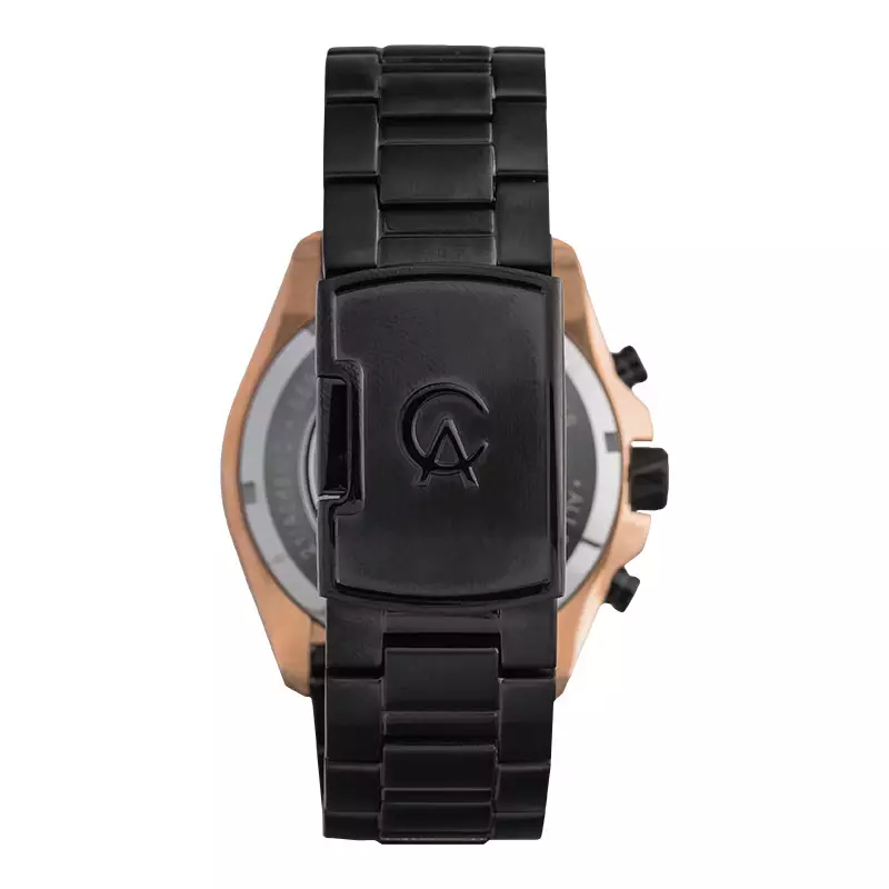 Jam Tangan Pria Alexandre Christie Chronograph AC 6596 MC BBRBA Men Black Dial Black Stainless Steel Strap