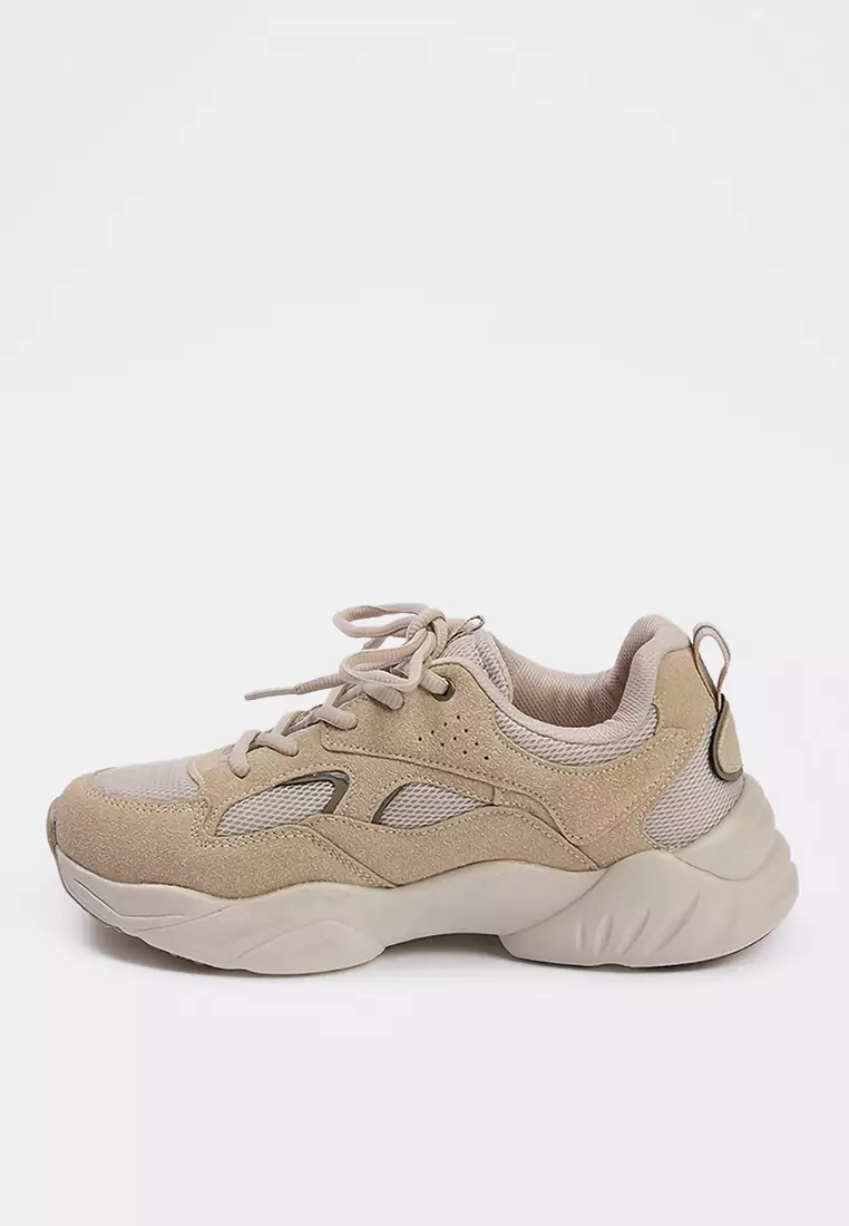 Beige Contrast Comfortable Sole Chunky Women's Sports Shoes Takaw26Sn00023