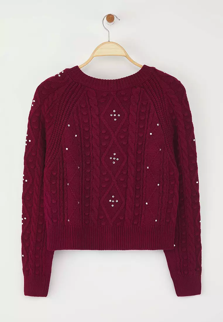 Burgundy Double Sided Knitwear Sweater Cardigan