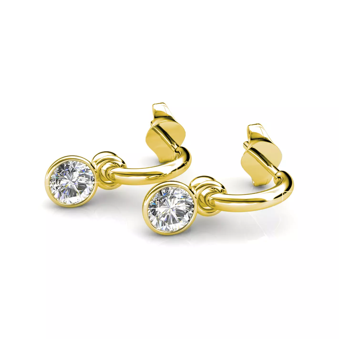 Simple Solitaire Hoop Earring YG - Anting Crystal by Her Jewellery