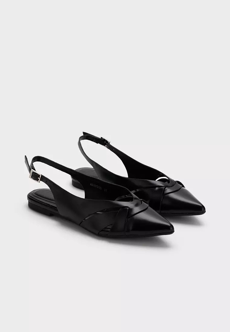 STRAPPY POINTED TOE SLINGBACK FLATS 尖头搭扣平底凉鞋