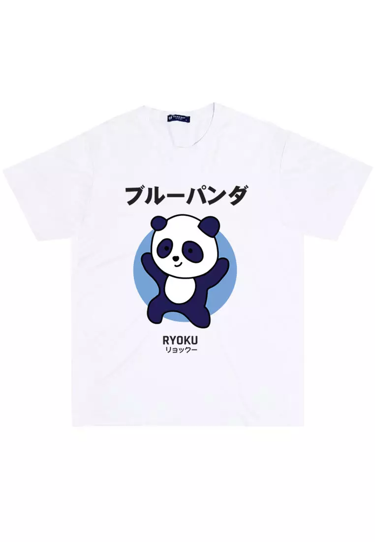 MTM71 kaos anime panda tulisan jepang pria instacool putih