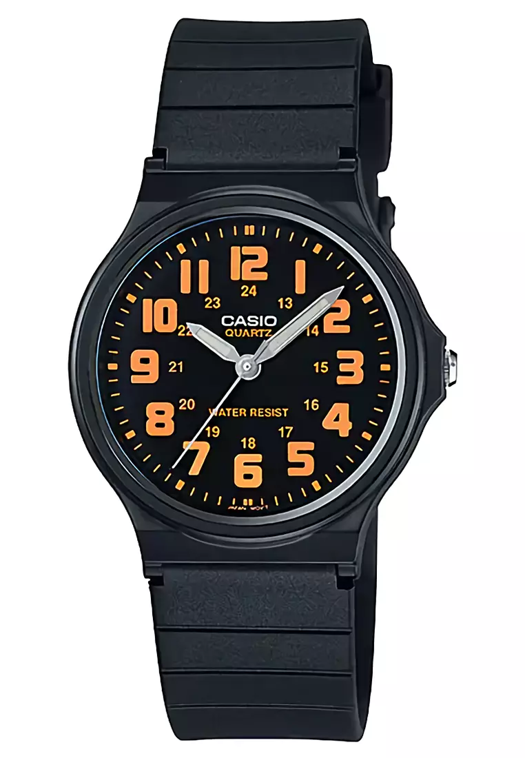 Casio - Jam Tangan Analog Wanita - Black Orange - Resin Strap - MQ-71-4BDF