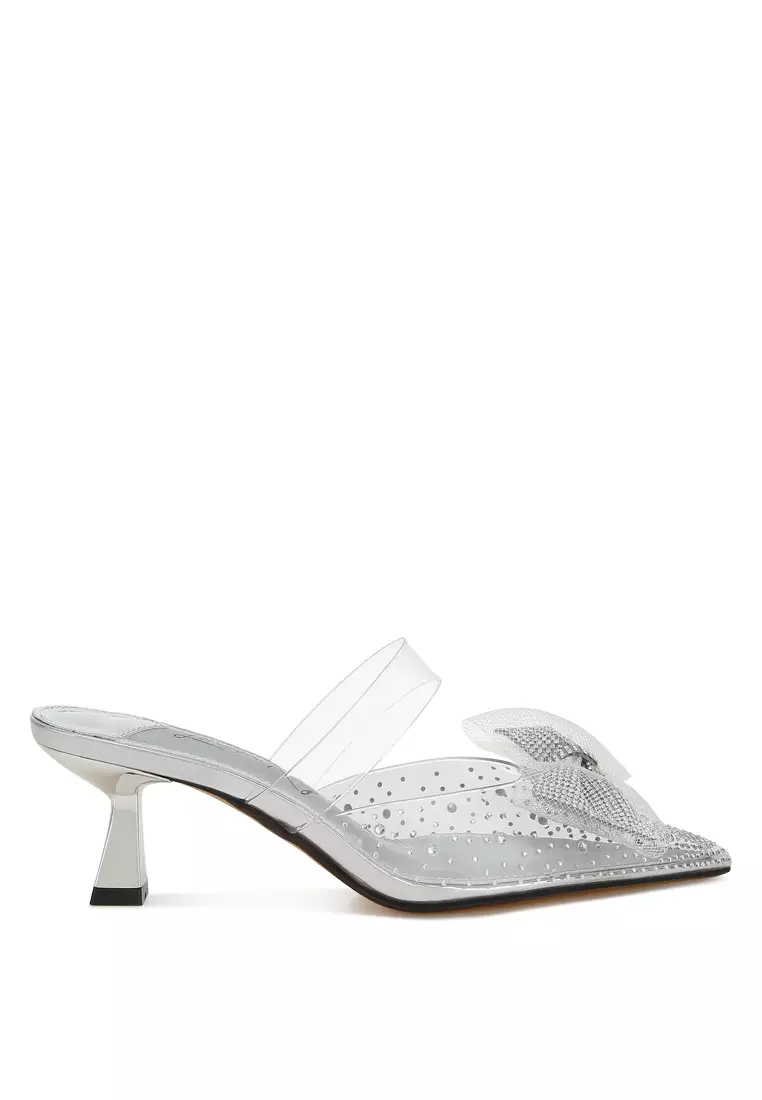 Discount on London Rag  shoes - SKU: Embellished Bow Kitten Heels in Silver