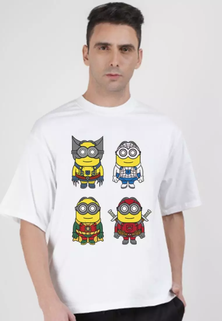 Oversized Minion White Cotton Short Sleeve Essential T-Shirt