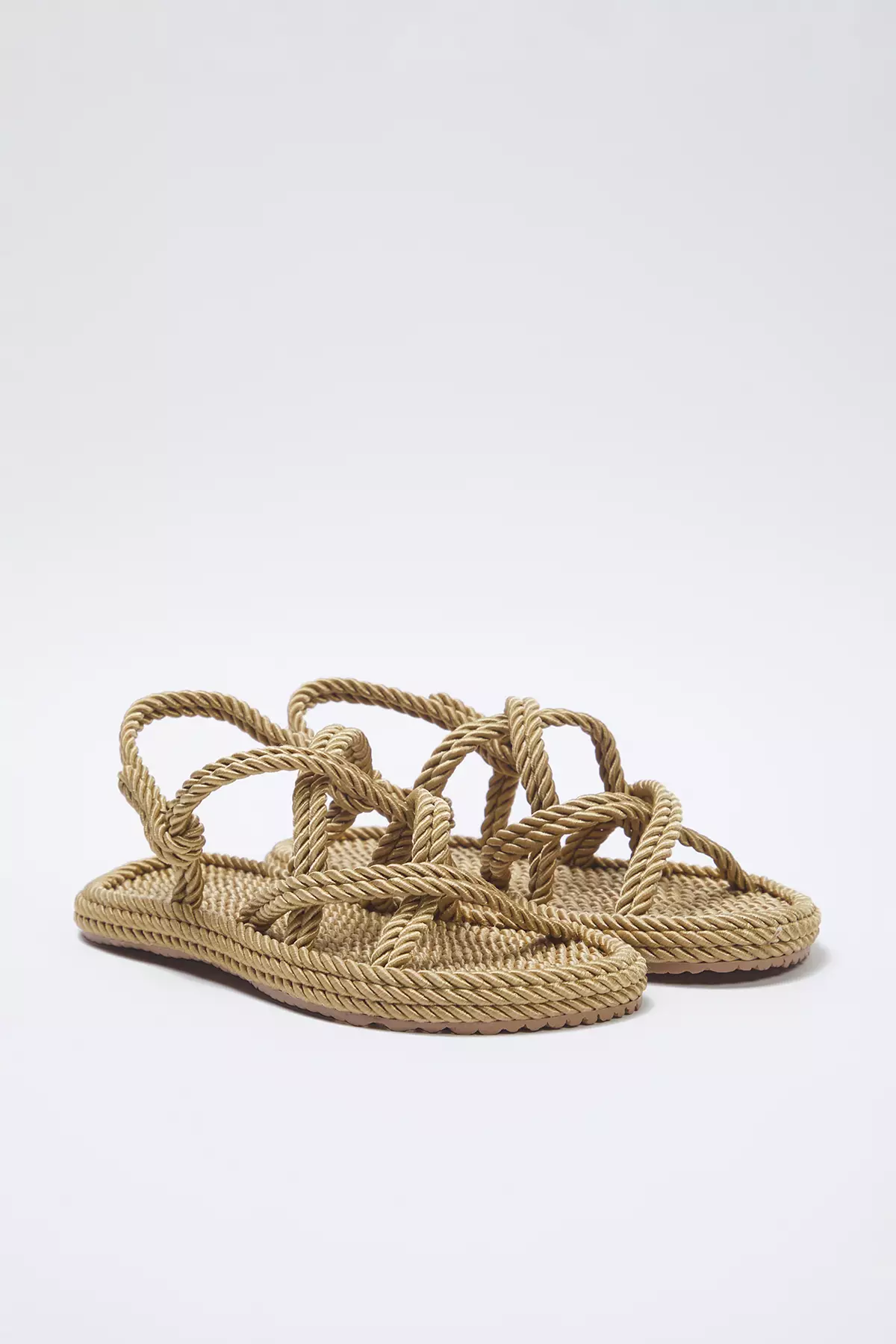 Camel Cross Strappy Rope Drawstring Women Straw Sandals Takss25Sd00056