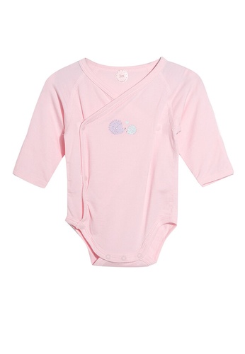 les enphants pink Printed Long Sleeves Bodysuit 9DE67KA8E4655AGS_1