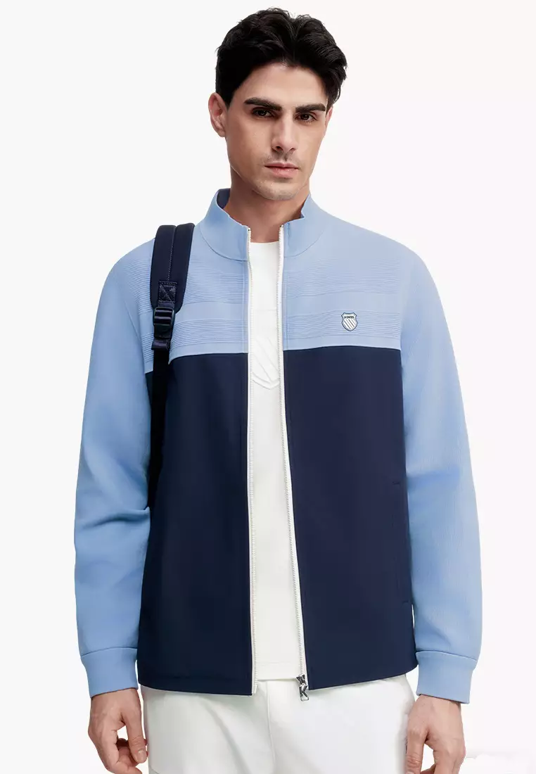 MEN'S LOGO COLOR BLOCK KNIT PATCHWORK JACKET