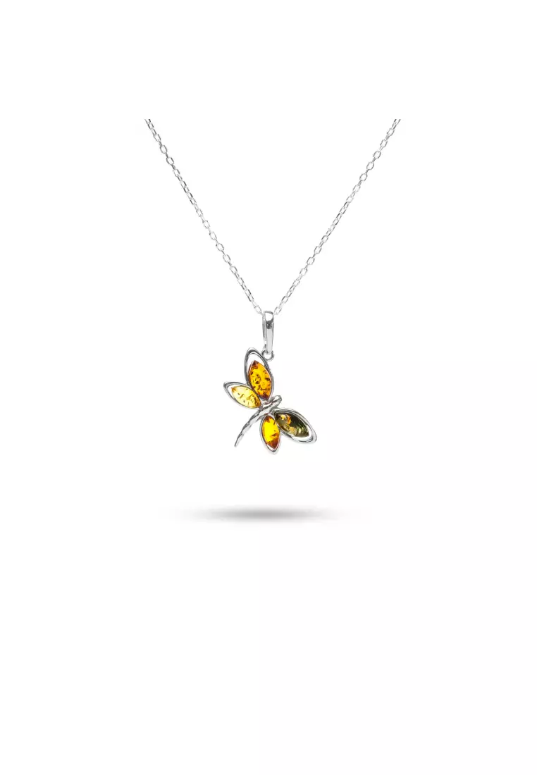 MILLENNE Multifaceted Baltic Amber Fairy Silver Pendant with 925 Sterling Silver