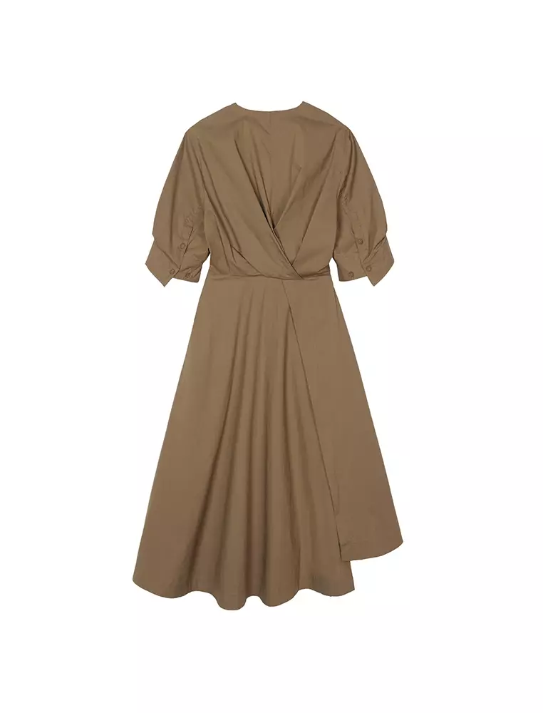 Plain Weave X-Line Loose Everyday Casual Short Sleeve Dress