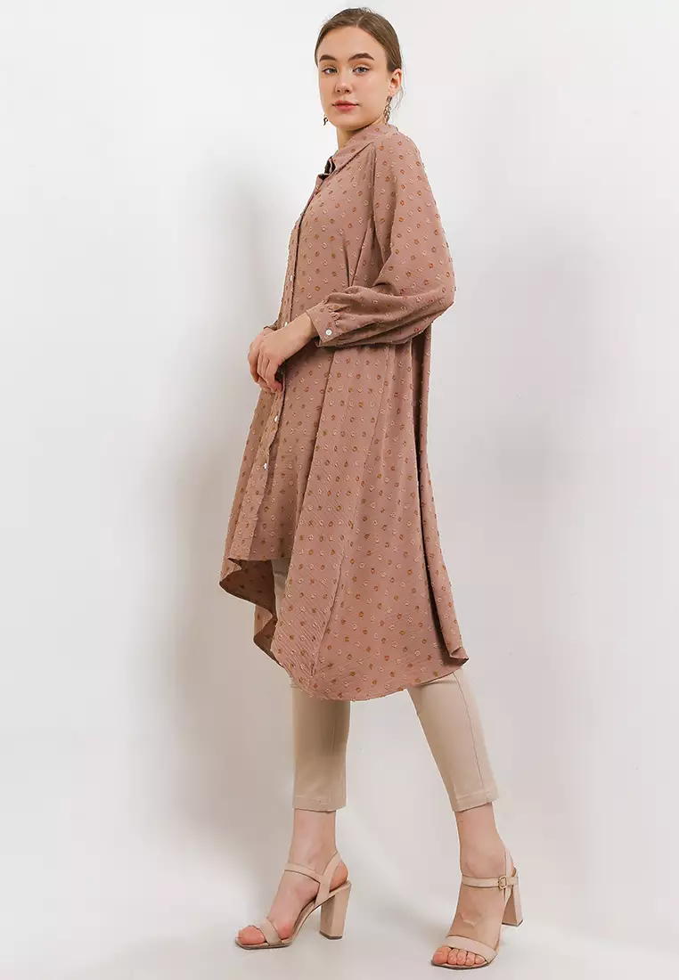 Dotted Hi Lo Shirt Dress