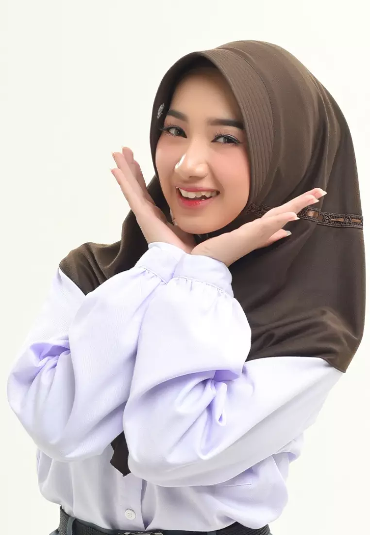 Rabbani - Kerudung Sekolah Instan Aero Exclusive Coklat Kopi XL