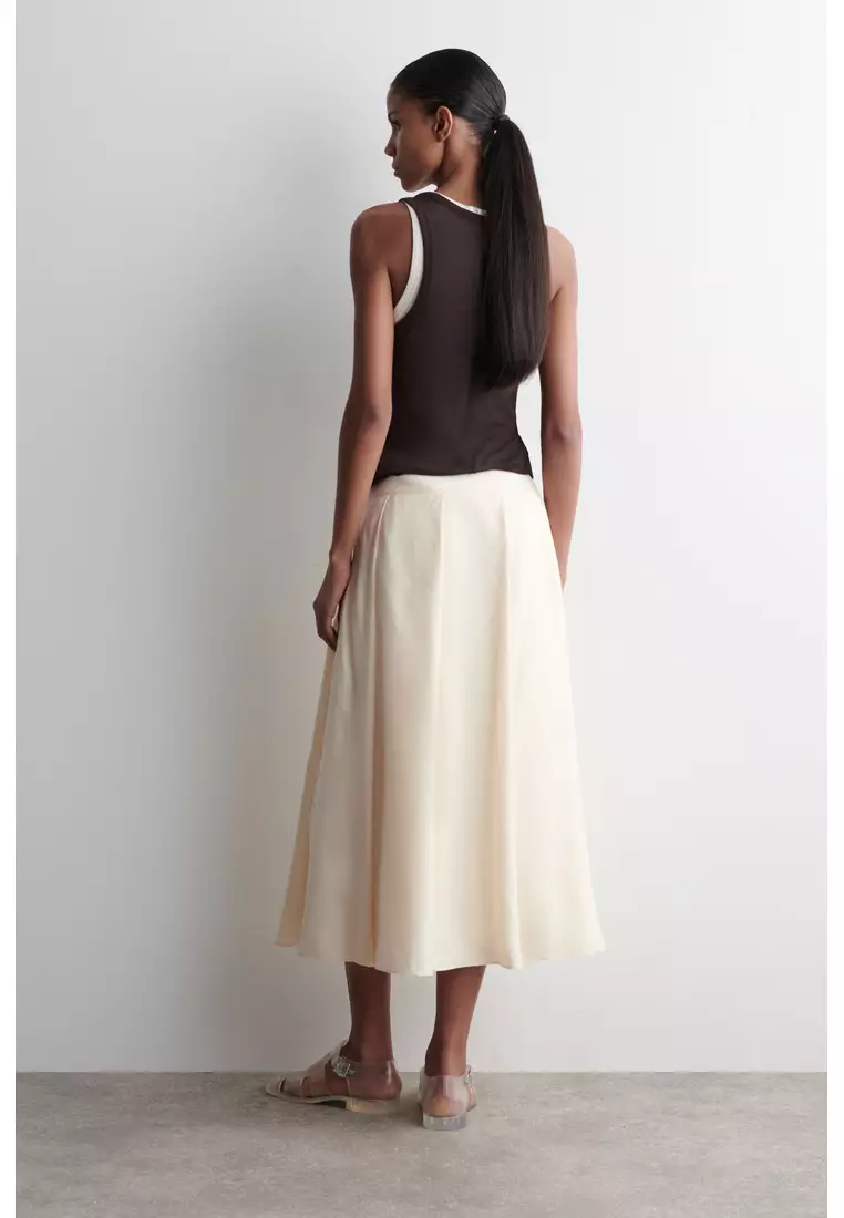 PLEATED A-LINE MIDI SKIRT