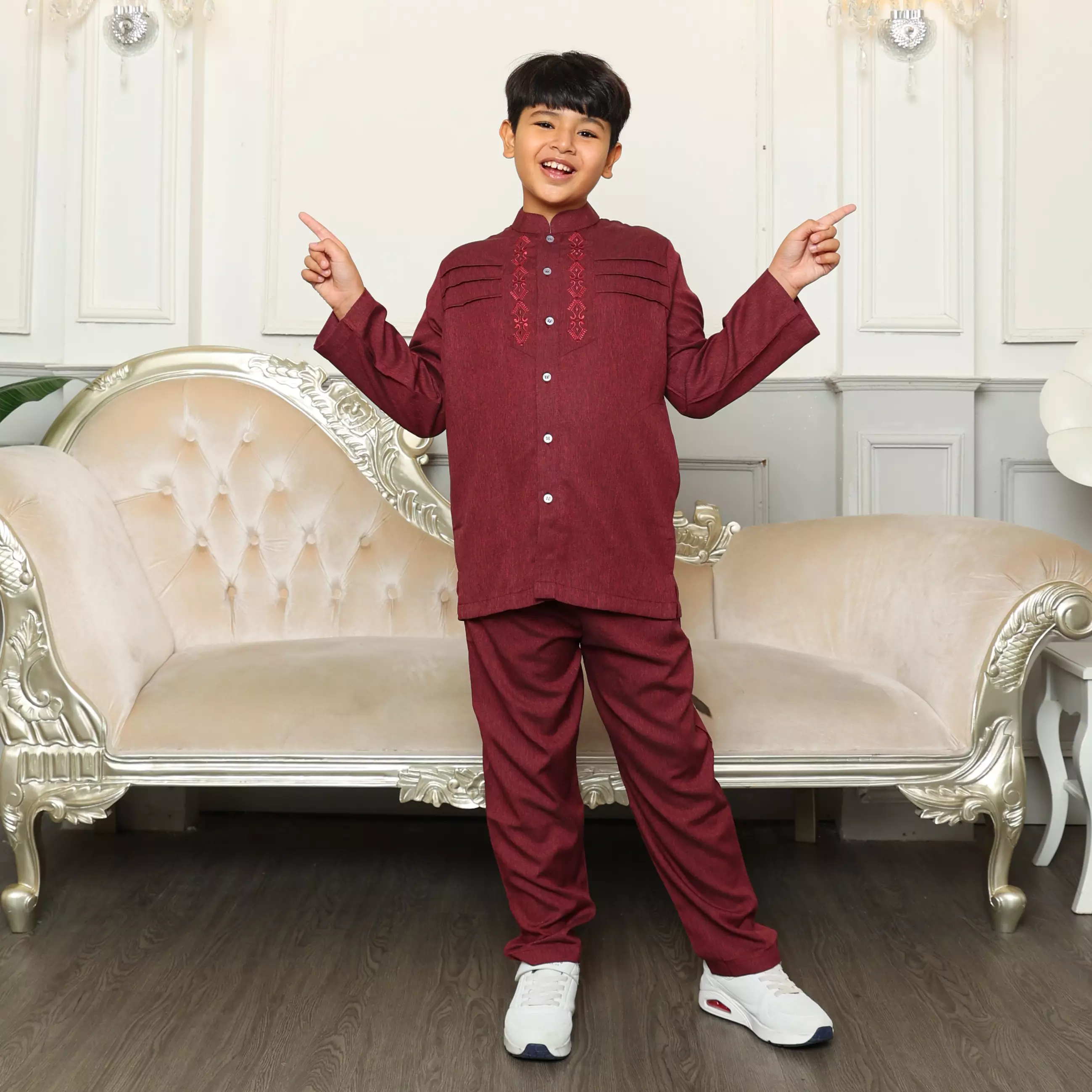 Baju Koko Anak Sarimbit KKA 38 Maroon Lengan Panjang