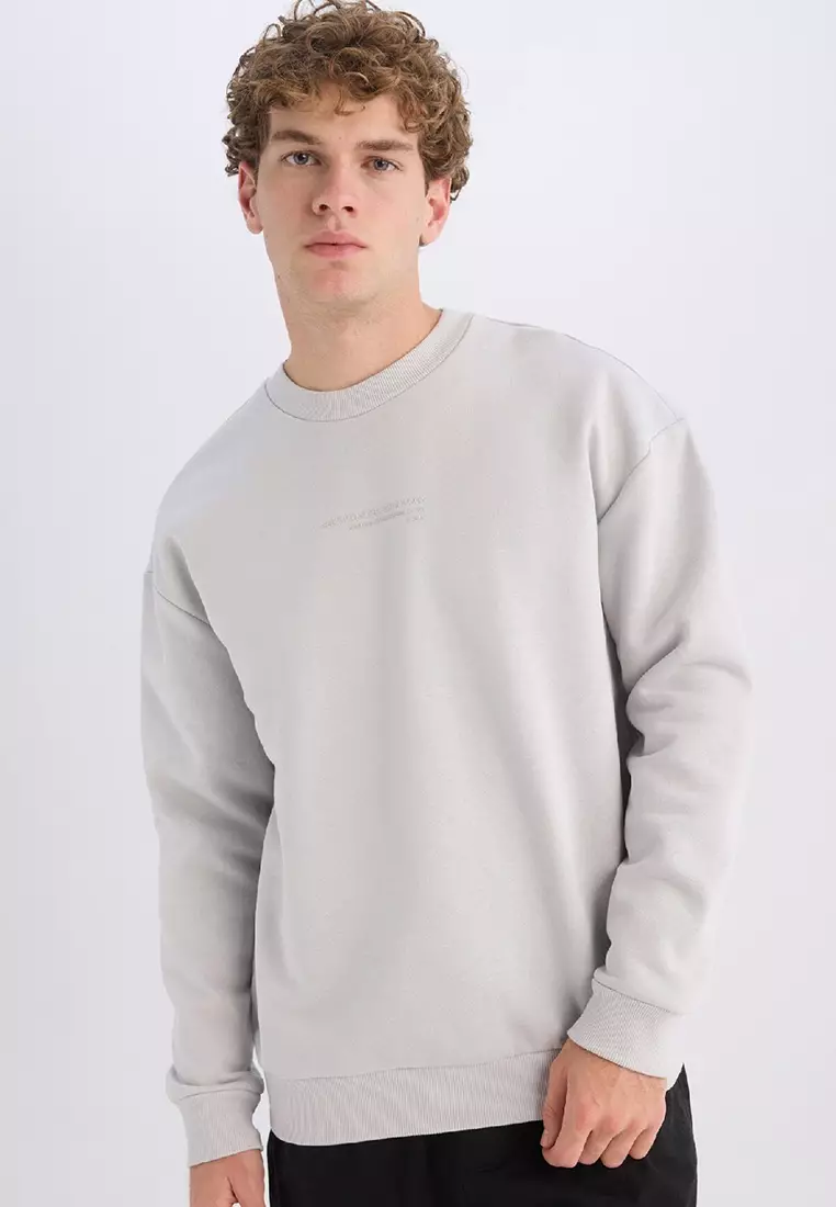 Boxy Fit Crew Neck Printed Sweatshirt