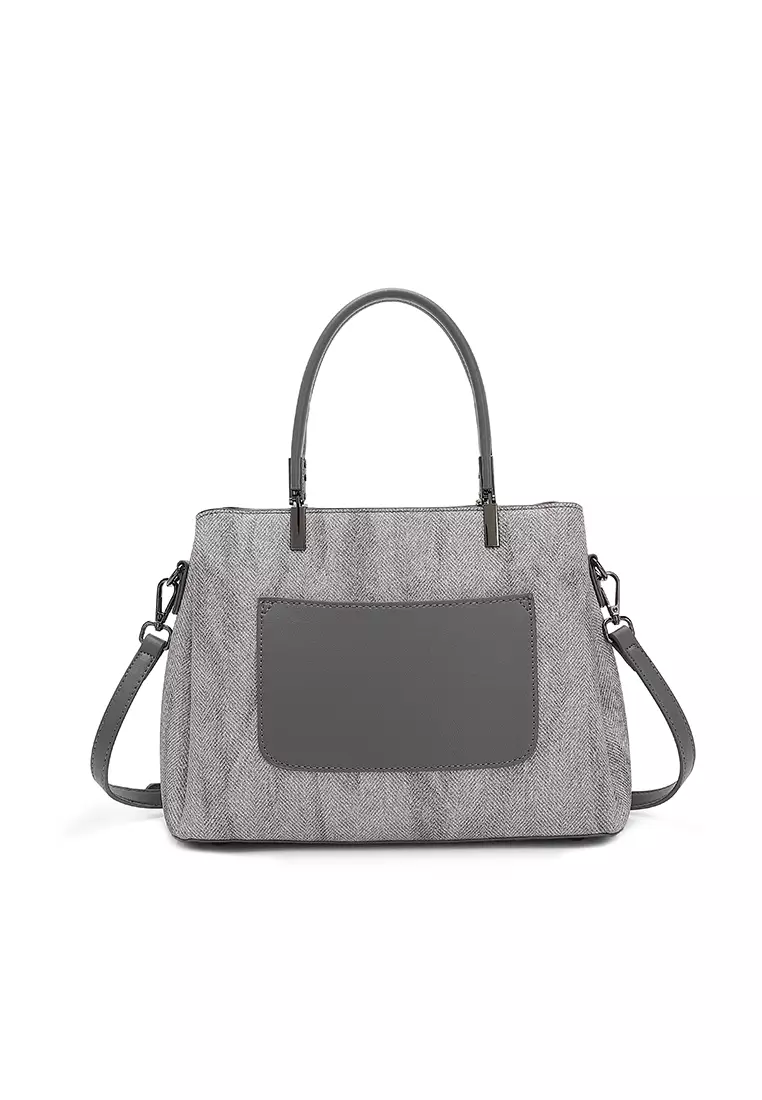 Women's Top Handle Bag / Sling Bag / Crossbody Bag / Shoulder Bag (Tas Tangan Wanita / Tas Selempang Wanita / Tas Bahu Wanita) - Abu-Abu