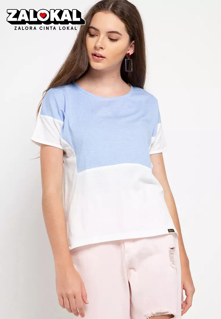 Blouse Atasan Kombinasi Tutone