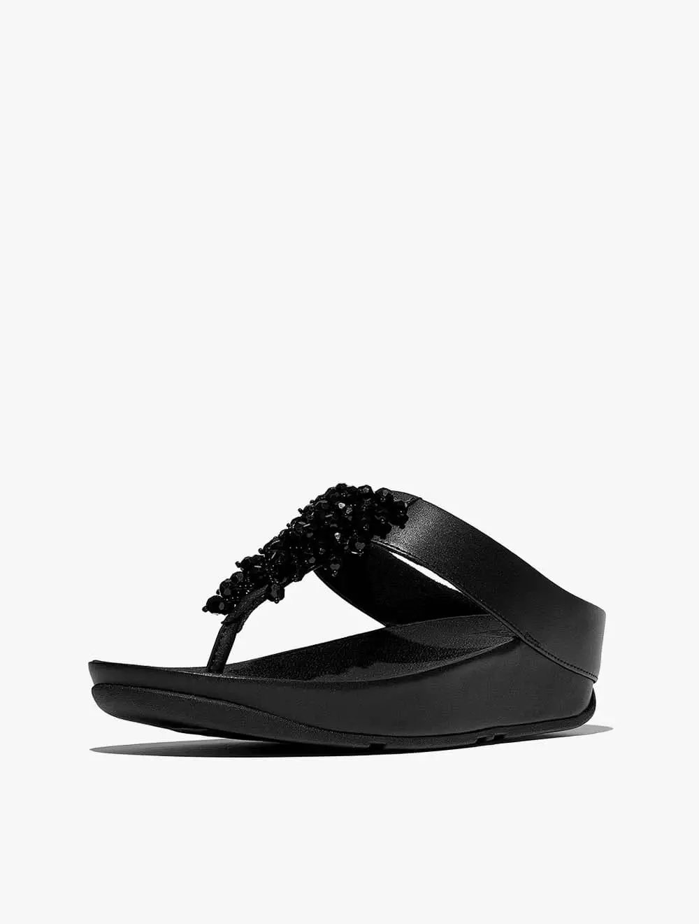 Fitflop Rumba Iridescent Beaded Toe-Post Sandals - All Black