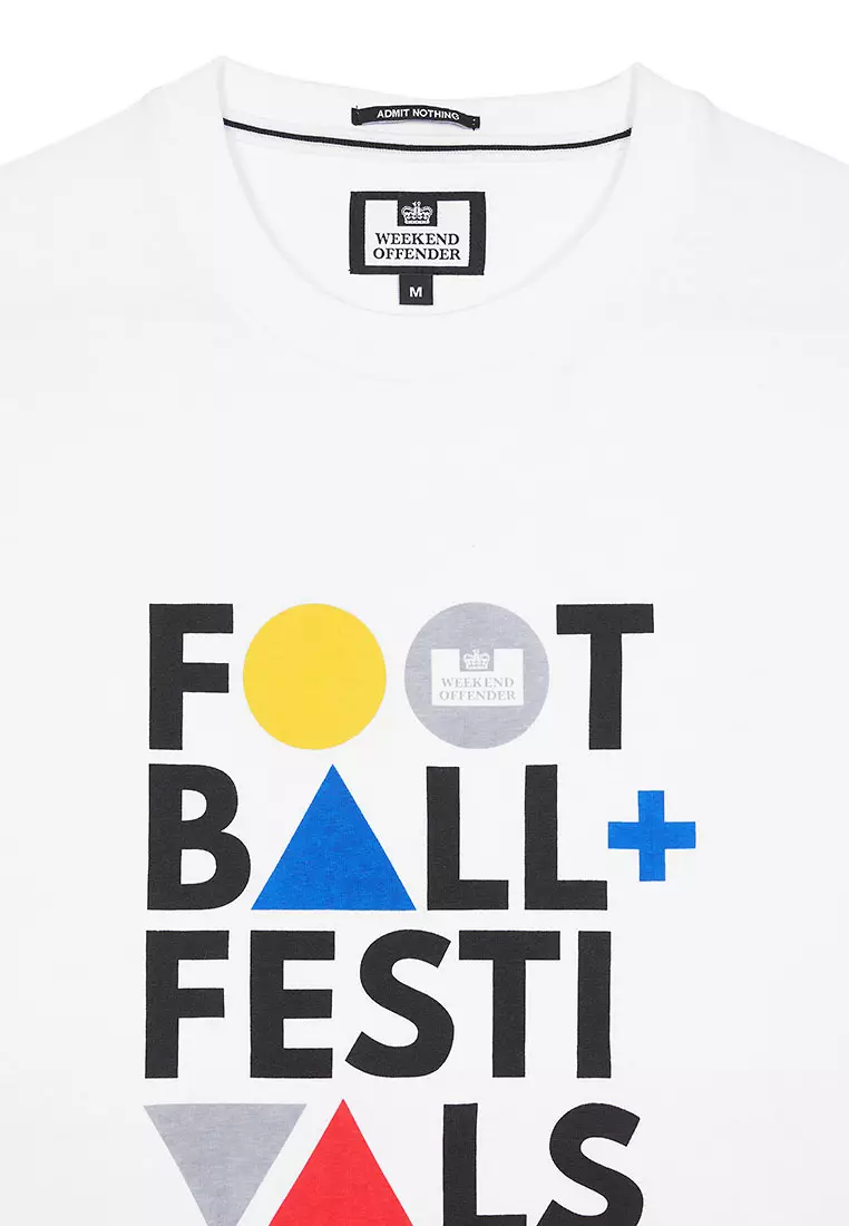 MENS WHITE FOOTBALL + FESTIVALS TEE GRAPHIC TEE
