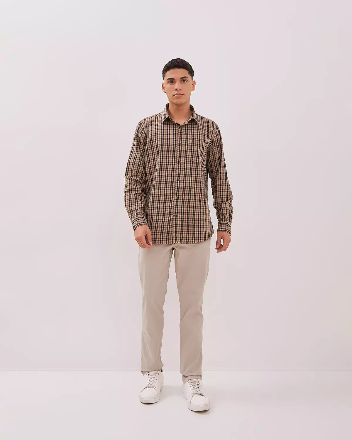 MEN'S BROWN LONG SLEEVE SHIRT