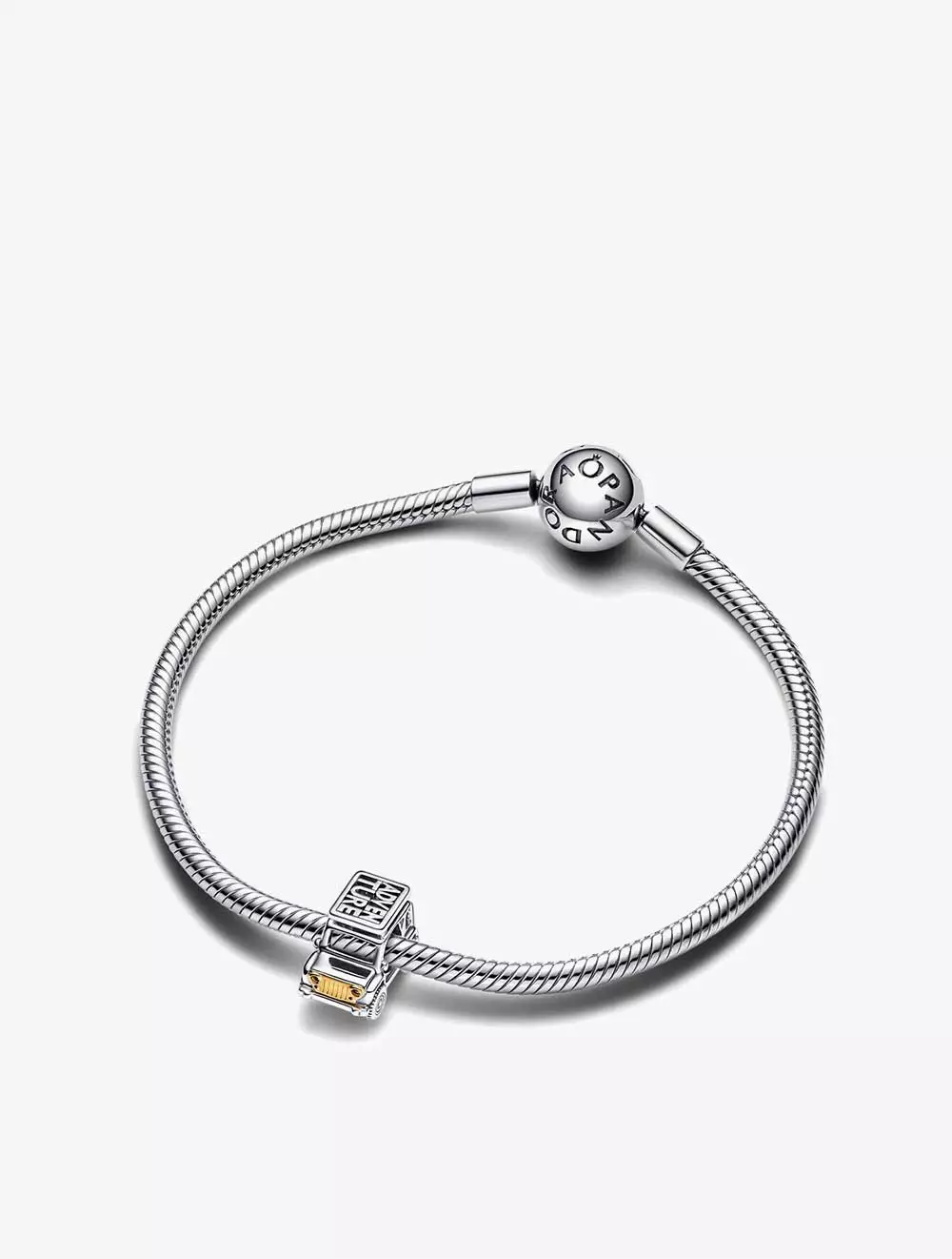 Car sterling silver and 14k gold-plated charm with clear cubic zirconia