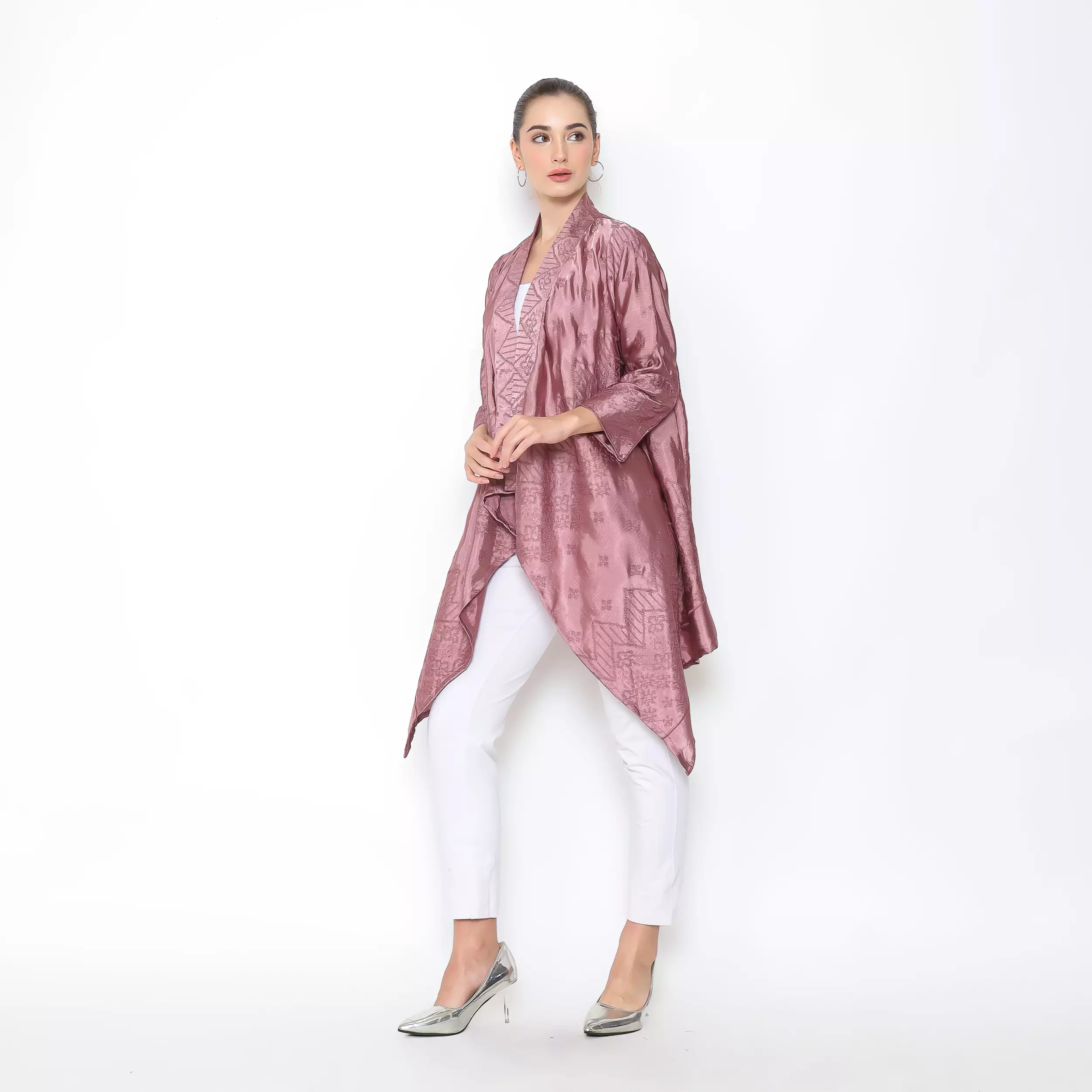 Rinjanie Batik X Senorita - Bolero Asimetris Lavender - Silk Bordir - Outer Wanita - Bolero Modern
