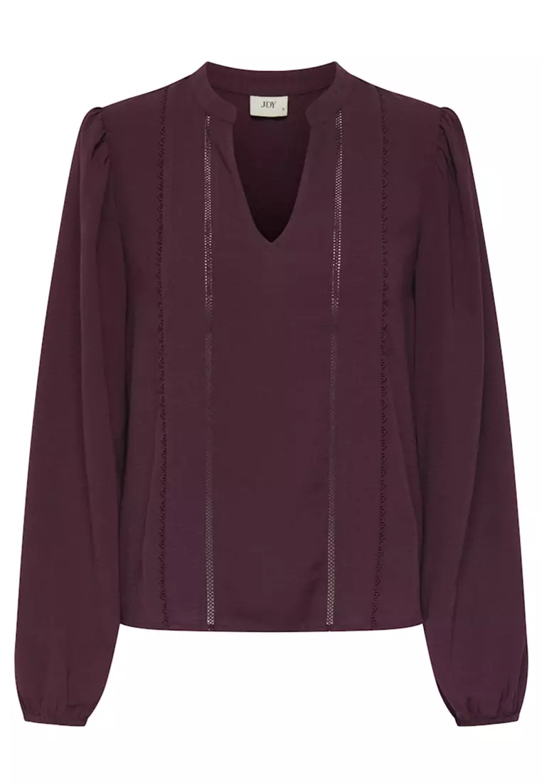 Long Sleeve V-Neck Woven Top