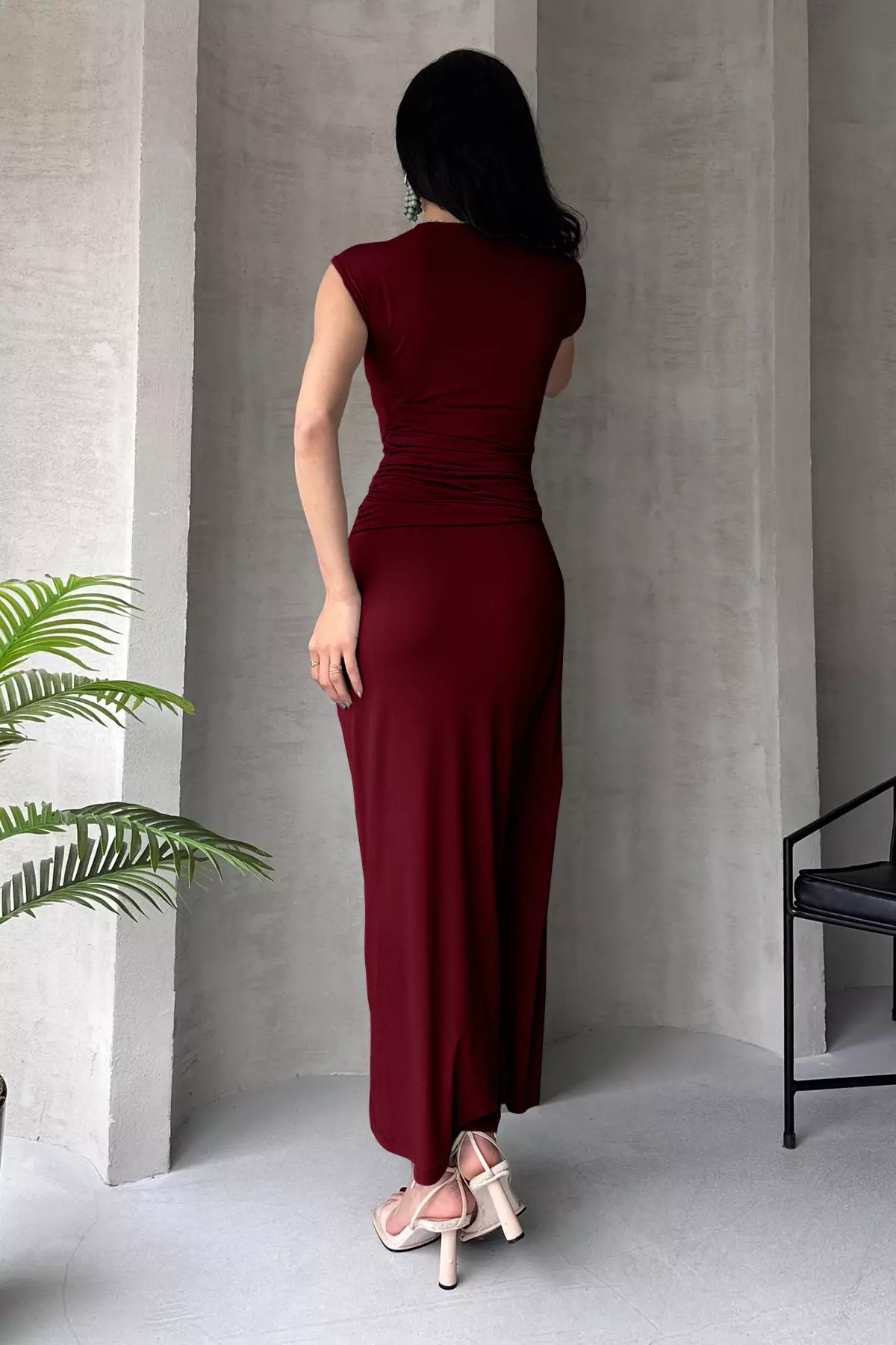 Burgundy Fitted Maxi Elegant Evening Graduation Dress