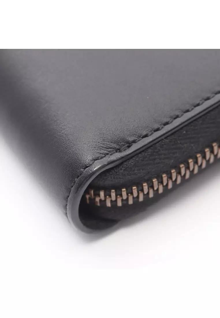 Pre-Loved Gucci snake round zipper long wallet leather black