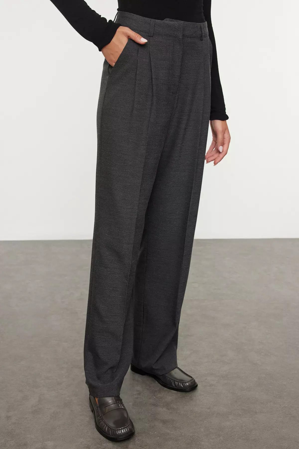 Limited Edition Black Straight Cut Pleated Pants