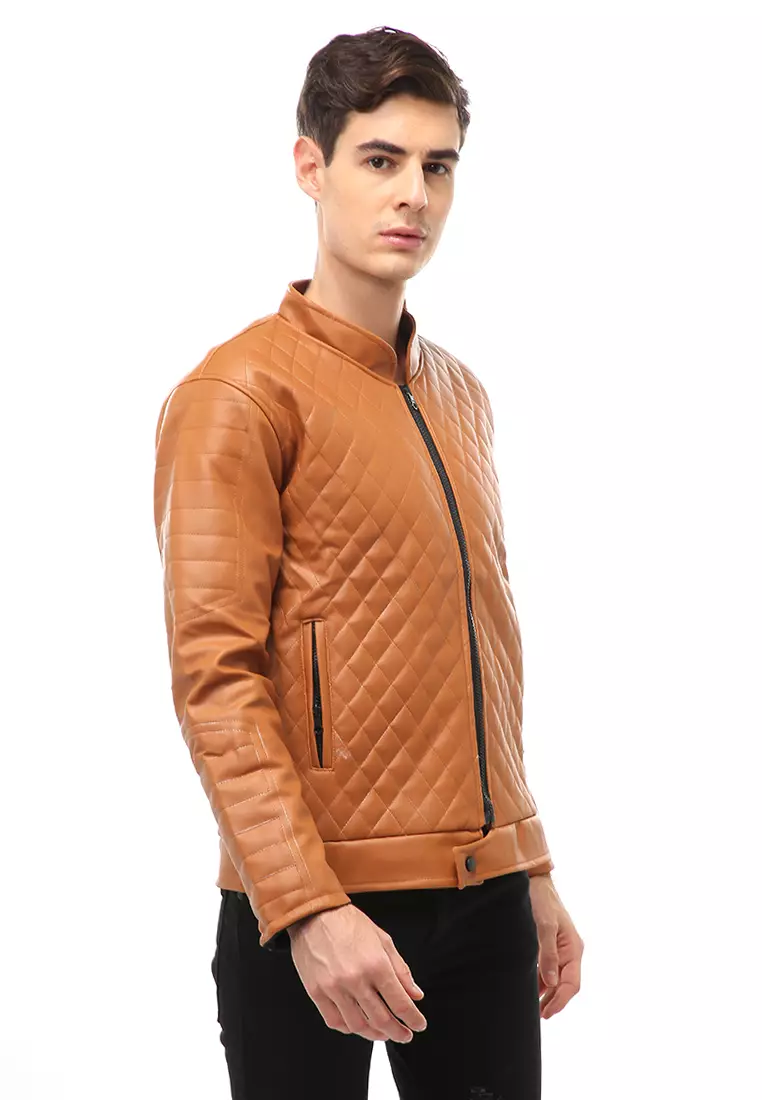 Halbert Outerwear Jaket Kulit Pria Waterproof & Windproof Material Leather ORIGINAL - Tan
