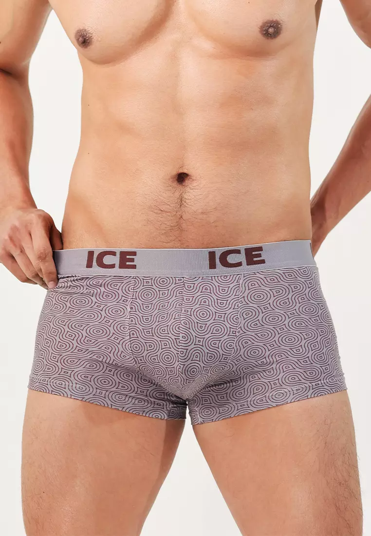 Ice Men Viscose With Spandex Men's Boxer Briefs Swirl - Gray/Grass Swirl Print (Single Pack)