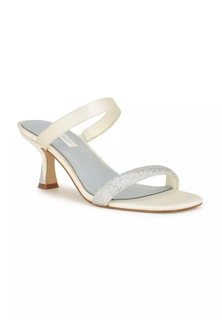 Shimme Tapered Heel Dress Sandal Ivory