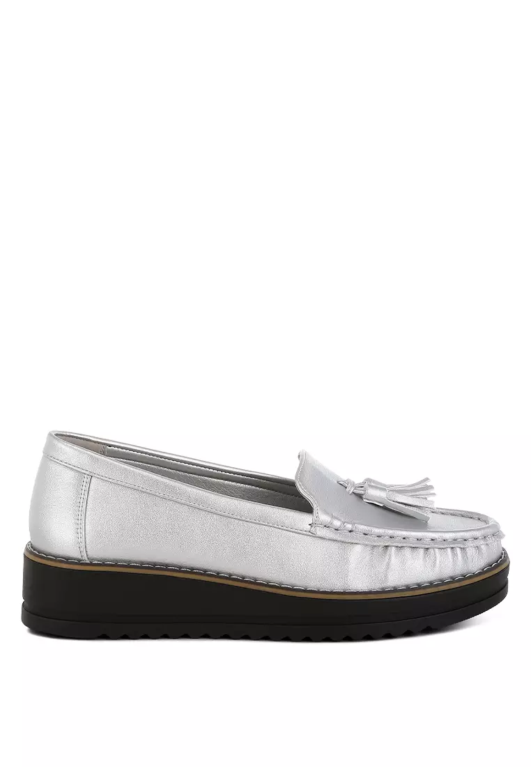 Discount on London Rag  shoes - SKU: Metallic Tassel Detail Loafers in Silver
