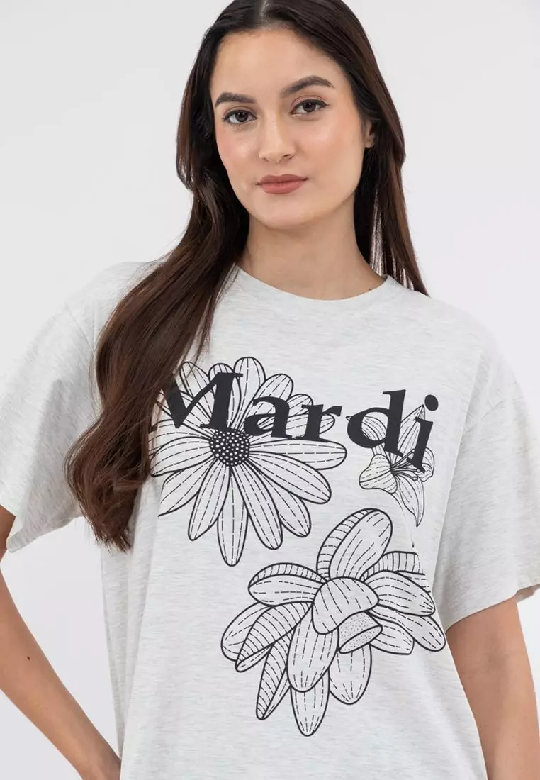 Tshirt Triple Flower_ Oatmeal Black