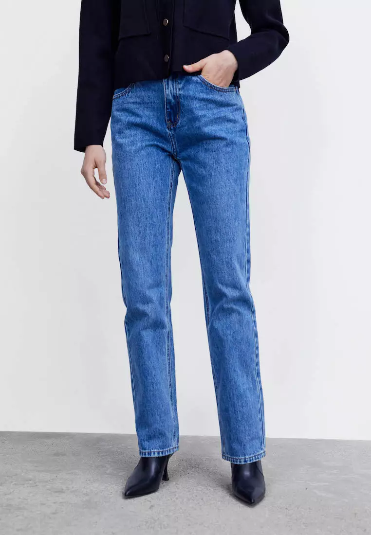 Plus Size Bleach Blue Stretch Elasticated Waist MOM Jeans